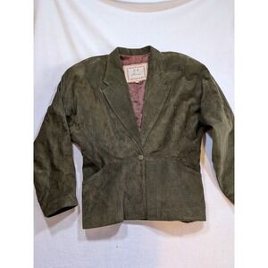 lanna green leather jacket size M suede blazer